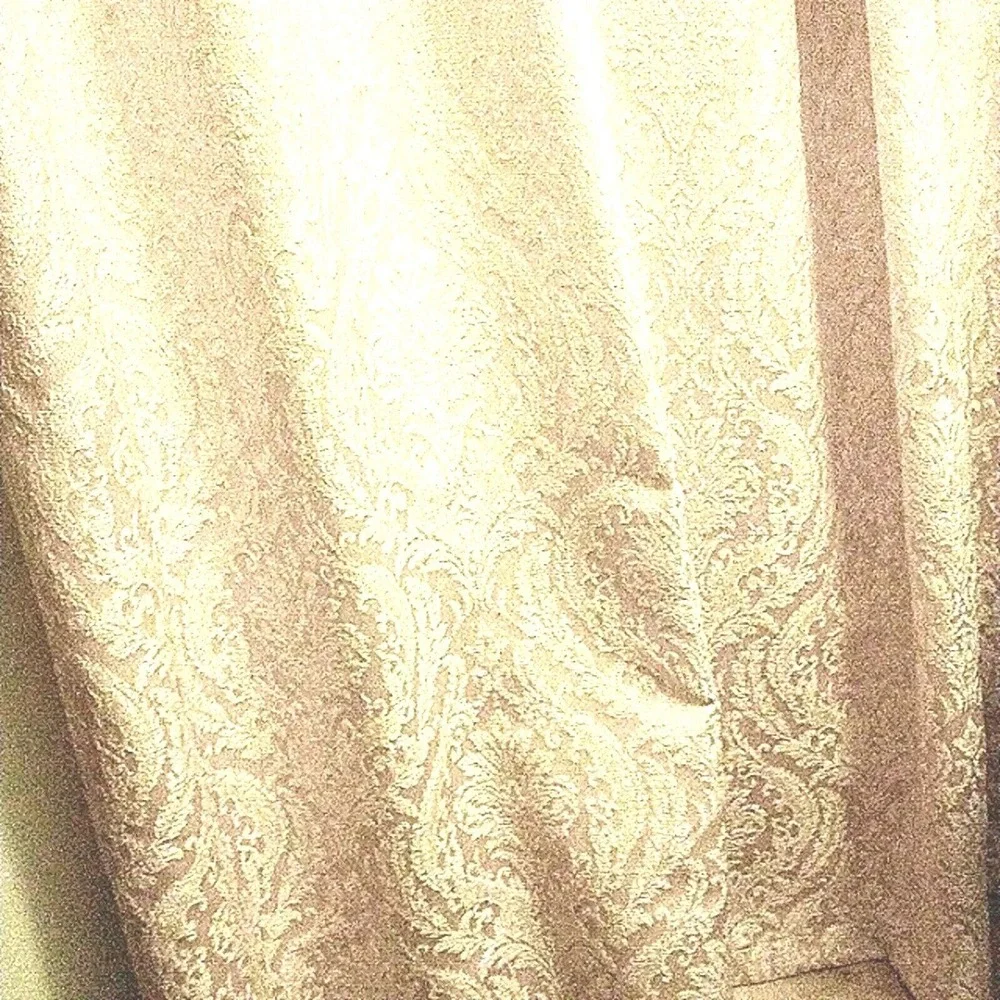 2 Drapery PANELS Brocade Baroque Curtain Soft Pink Shimmer Silver Grommet Modern